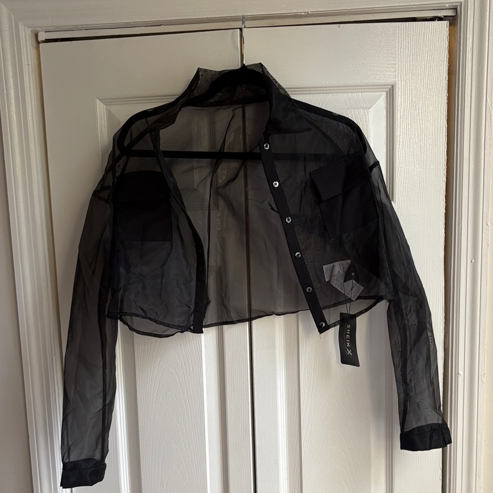 Sheer Black Cropped Jacket